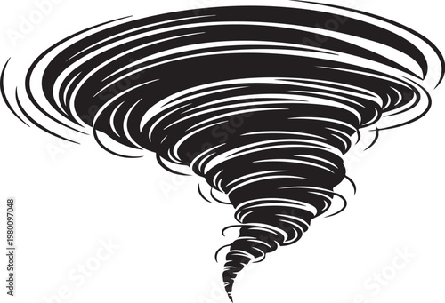 Tornado, storm, weather icon, vector illustration, black and white