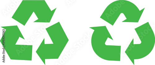 Recycling symbol icon set, featuring three arrows in a circle design signifies eco conservation and environmental reuse for nature on a black background. Vector illustration !