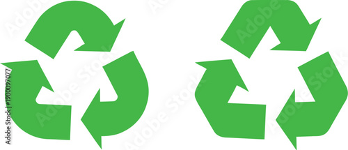 Recycling symbol icon set, featuring three arrows in a circle design signifies eco conservation and environmental reuse for nature on a black background. Vector illustration !