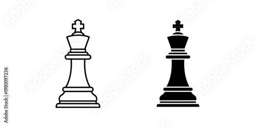 chess king and queen facing each other flat design vector illustration