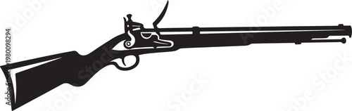 Rifle, Gun, Firearm, Black, Vector, Illustration, Long Range, Weapon, Silhouette