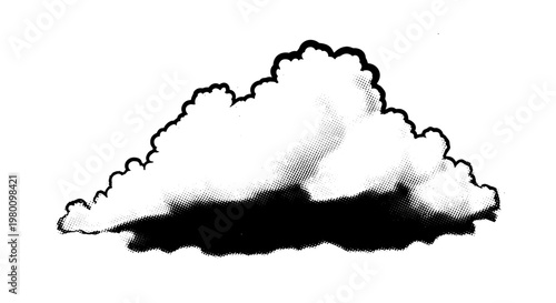 Illustration of a fluffy cloud with detailed shading and texture
