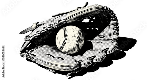 Baseball inside crocodile jaw with teeth and open mouth