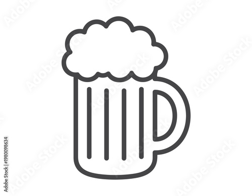 Beer Mug Icon with Foam Keywords: beer, mug, drink, beverage, alcohol, pub, bar, foam, froth