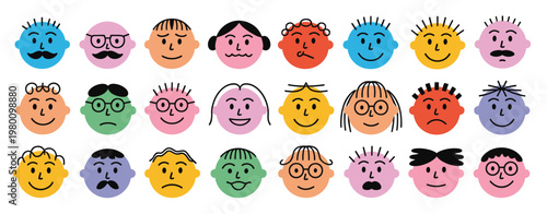 Diverse Cartoon Faces Expressing Various Emotions Keywords: faces, cartoon, characters, emotions