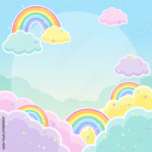 colorful rainbow sky square frame