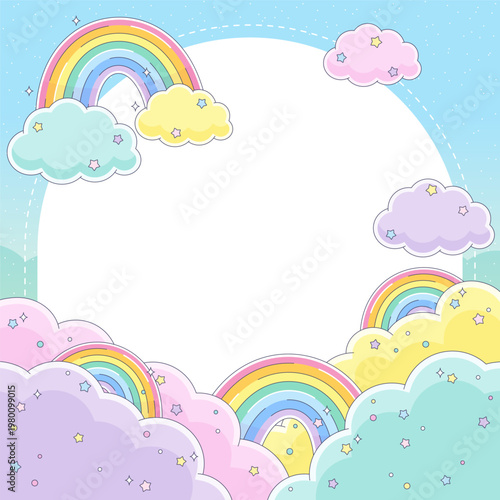 blue rainbow sky square frame