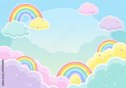 colorful rainbow sky rectangle frame