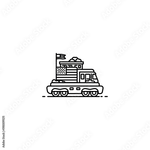 American tank with flag on top.