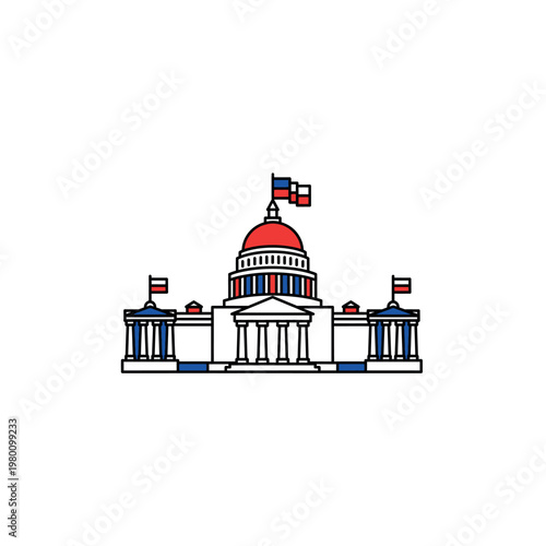 Government Building with Red Dome.