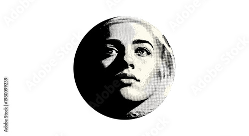 Black and white portrait of a woman with intense expression on face