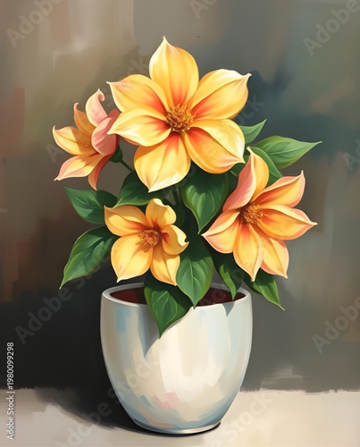 flower vase painting, vase oil painting, flower oil painting, floral oil painting, still life painting, flower bouquet illustration, floral arrangement illustration, blooming flowers illustration, fre