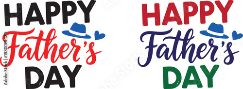 Happy father's day vibrant typography with hats celebrating dad's special day
