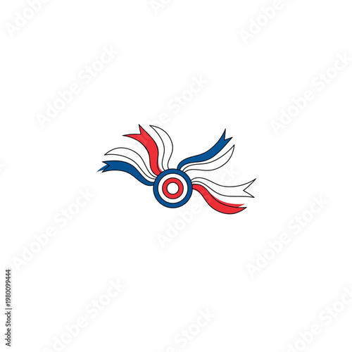 Red white and blue abstract symbol.