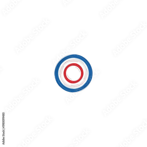 Red and blue concentric circles target.