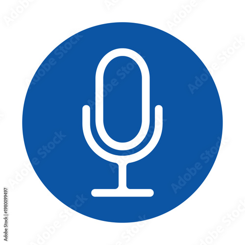 Microphone Icon in Round Blue Background for Audio and Music Applications