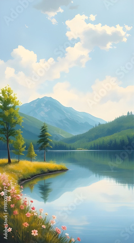 mountain lake, lake view, mountain view, forest landscape, green trees, nature scenery, scenic landscape, lake reflection, water reflection, peaceful lake, calm nature, serene landscape, outdoor scene