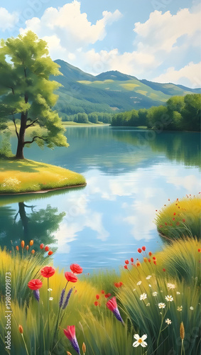 lake, mountain, mountains, tree, trees, forest, nature, landscape, scenery, water, reflection, sky, clouds, greenery, green, hills, valley, river, outdoor, wilderness, peaceful, calm, serene, natural,