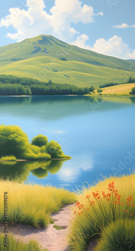 lake, mountain, mountains, tree, trees, forest, nature, landscape, scenery, water, reflection, sky, clouds, greenery, green, hills, valley, river, outdoor, wilderness, peaceful, calm, serene, natural,