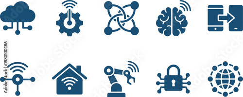 Collection of various technology and internet icons
