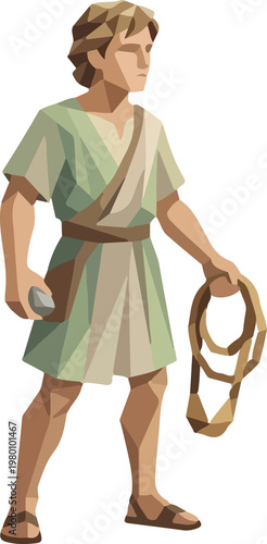 Billede på lærred Ancient Warrior with Sling and Stone