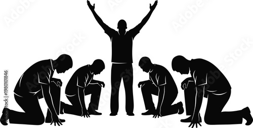 Silhouetted figures in worship a powerful depiction of devotion praise and collective spiritual connection