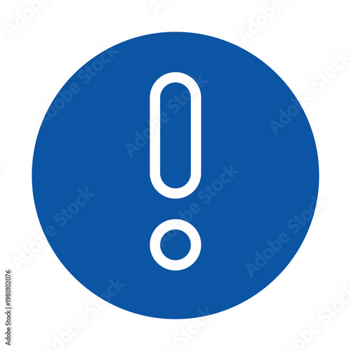Blue Circle Symbol with Exclamation Mark and Dot Inside for Alerts