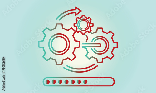 System Update and Process Automation Concept with Gears and Progress Bar
