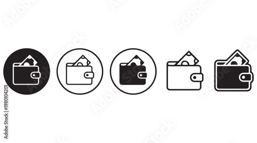 Set of five flat design wallet and security icons for finance and e commerce