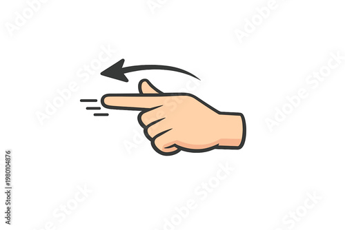 Swipe Left Hand Gesture Vector Icon for Mobile App Interface Navigation. Simple Flat Illustration of a Human Finger Pointing and Moving Left with an Arrow. Touch Screen Interaction Symbol.