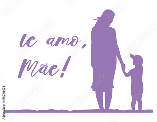 Vetor - Silhueta - Te amo Mãe