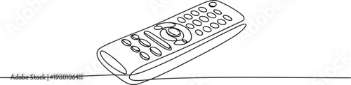 TV remote continuous line drawing. One line art of home appliance, television, switch, control, home theater, entertainment. one line art icon drawing vector