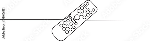 TV remote continuous line drawing. One line art of home appliance, television, switch, control, home theater, entertainment. one line art icon drawing vector
