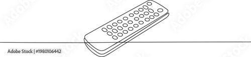 TV remote continuous line drawing. One line art of home appliance, television, switch, control, home theater, entertainment. one line art icon drawing vector