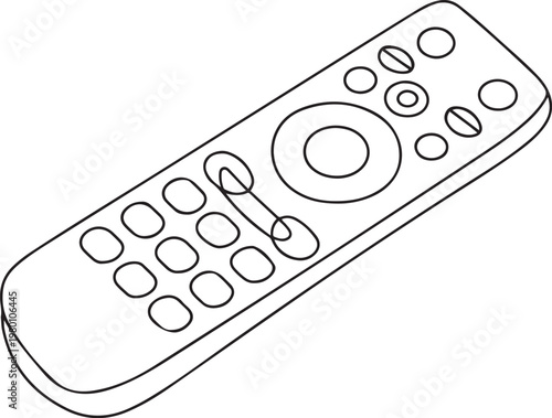 TV remote continuous line drawing. One line art of home appliance, television, switch, control, home theater, entertainment. one line art icon drawing vector