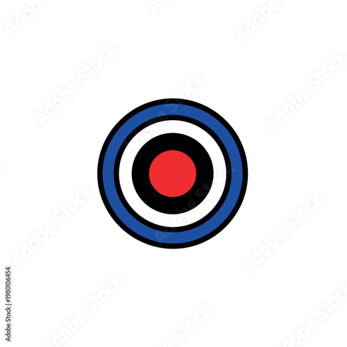 Colorful concentric circles target symbol.