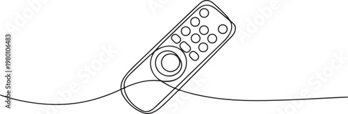 TV remote continuous line drawing. One line art of home appliance, television, switch, control, home theater, entertainment. one line art icon drawing vector