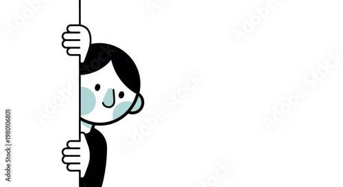 Cartoon character peeking from behind.