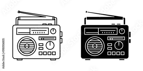 vintage retro radio set isolated flat design vector illustration