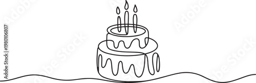 Eclair one line art. Continuous line drawing of cake, brewing cake. one line art icon drawing vector