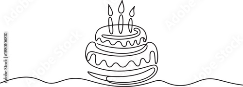 Eclair one line art. Continuous line drawing of cake, brewing cake. one line art icon drawing vector