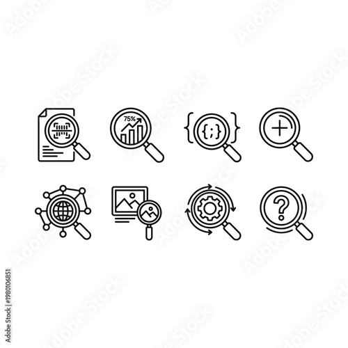 Magnifying glass icons for search.