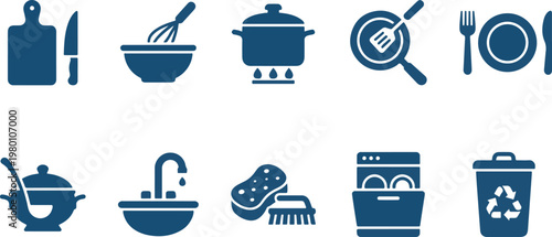 Kitchen items and appliances icons