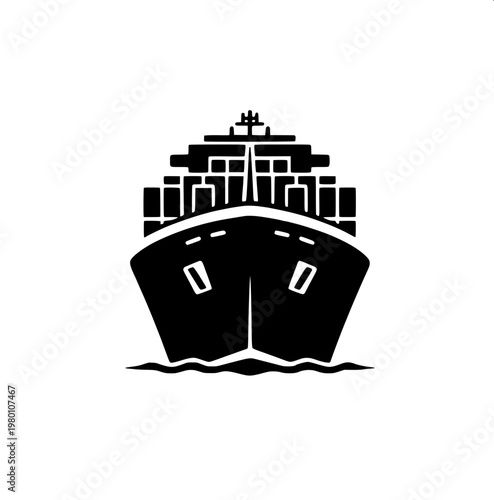 “Silhouette icon of a cargo container being hoisted by a crane, bold shapes, modern logistics symbol design.”