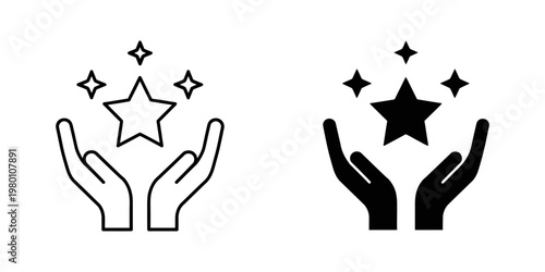 hands holding stars trust and support concept flat design vector illustration