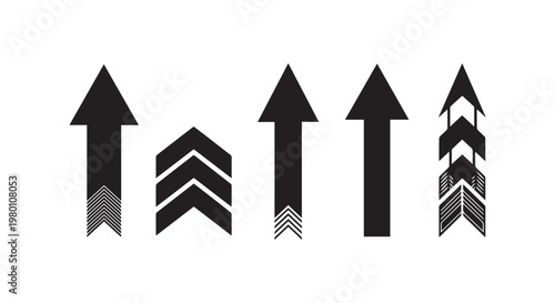 Set of up arrows black icon direction pointer collection navigation symbol sign design elements.