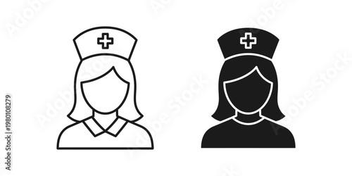 nurse hat icons set flat design vector illustration isolated on white background