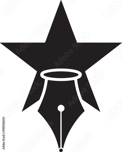 Wallpaper Mural Black star shaped pen nib writing instrument icon graphic symbol Torontodigital.ca