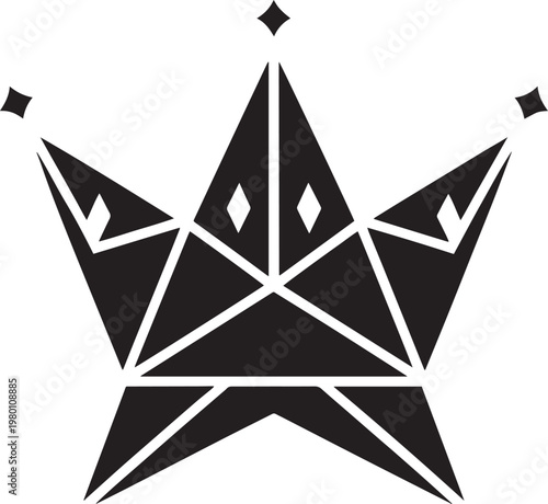 Wallpaper Mural Geometric black star graphic with white lines and diamond shapes on white background Torontodigital.ca