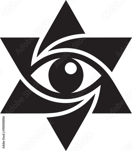 Wallpaper Mural All seeing eye within a six pointed star symbol on white background Torontodigital.ca